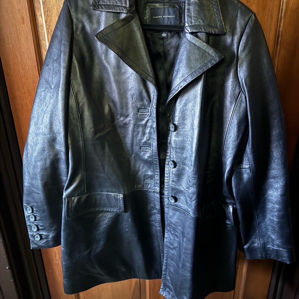 Banana Republic-Black leather jacket- size L Women’s.